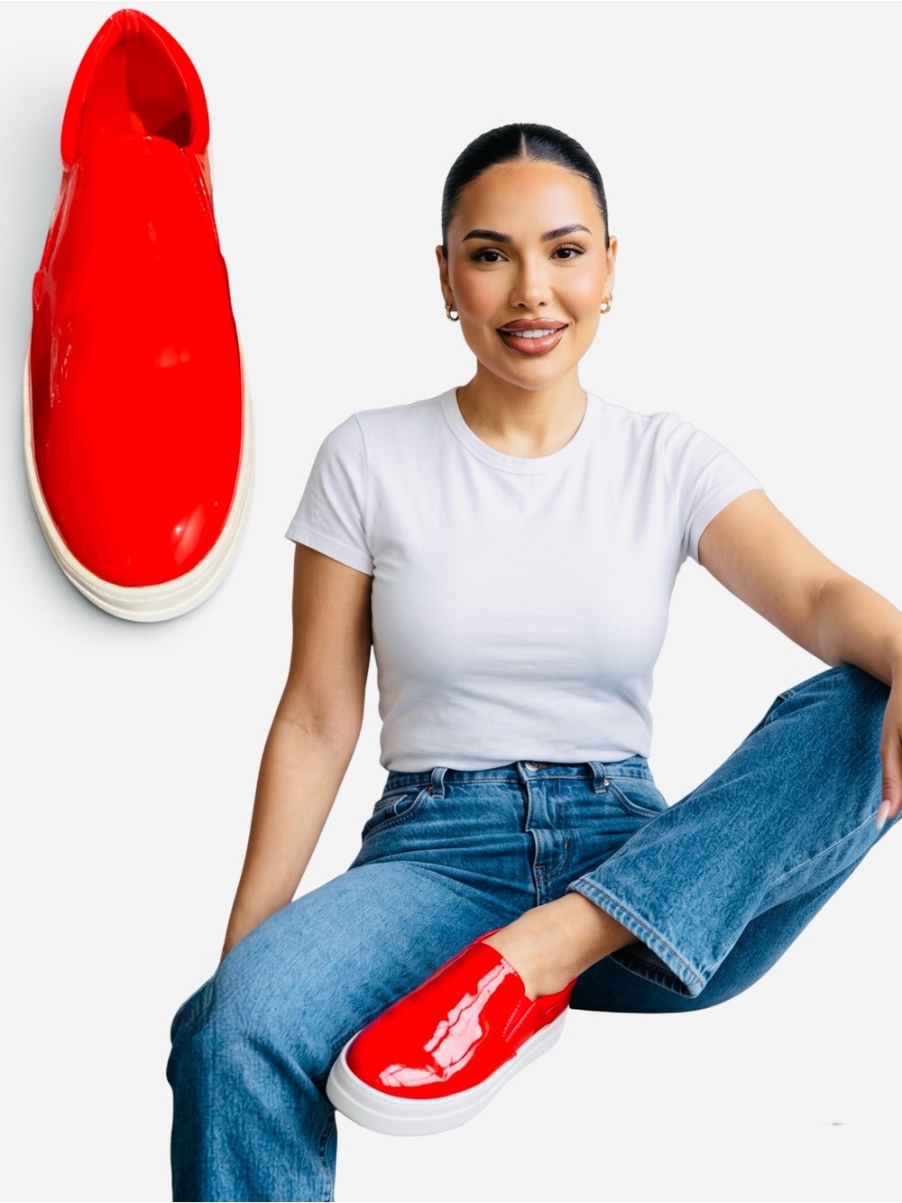 Azalea Wang Karen- Red Patent Slip-On Sneakers